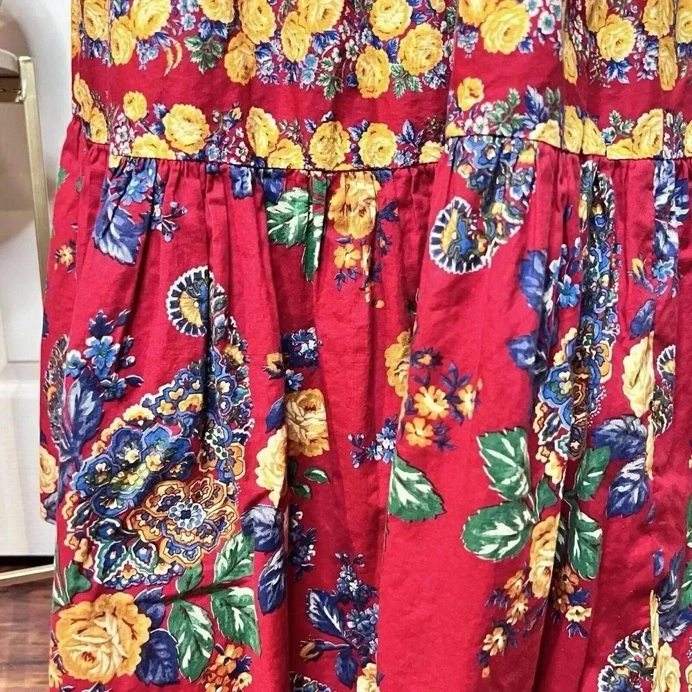 Vintage Womens Floral Handmade Tiered Skirt Waist 26 Cottagecore Prairie Country